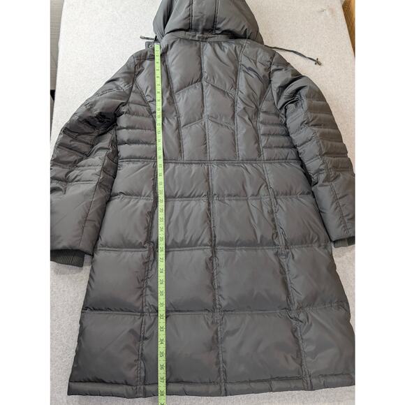 London Fog Women's LG Puffer Jacket Coat Gray Hooded Parka Down And Feather Fill - Picture 3 of 12